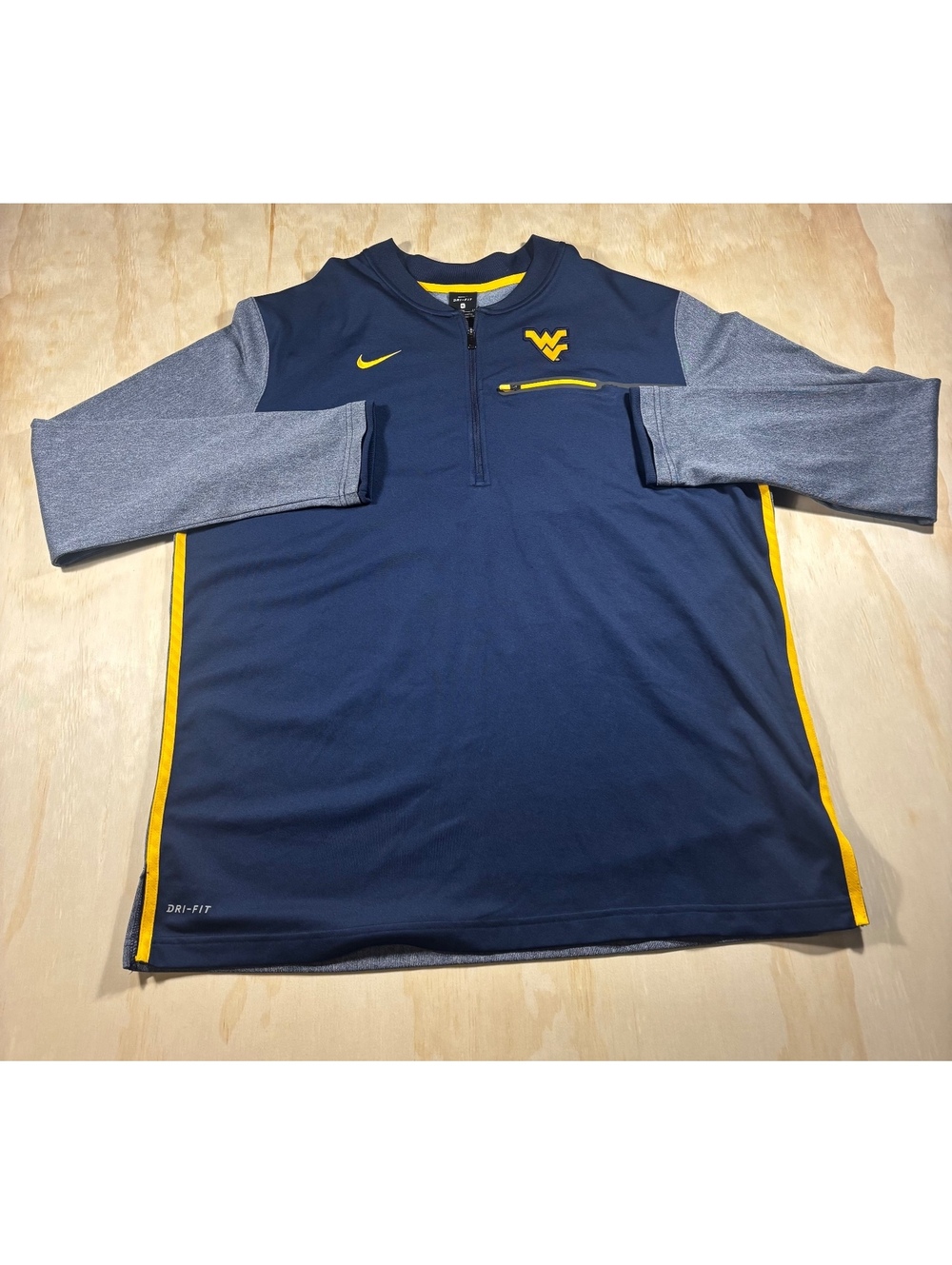 Nike Dri-Fit West Virginia Sweatshirt Mens XL Blue Quarter Zip Pullover Football - Picture 2 of 8